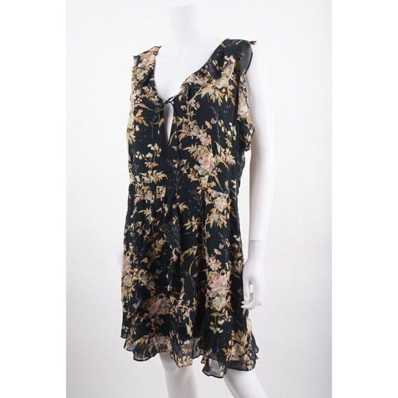 Paige Womens Tia Silk Dress L Multi-Color Black Floral NWT - Picture 3 of 6